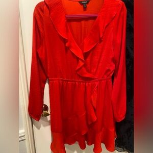 Express red mini ruffle dress